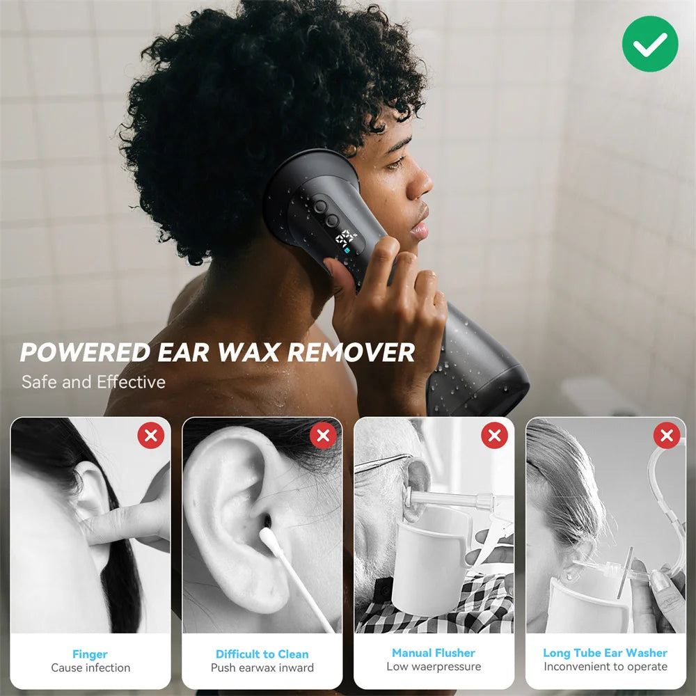 Electric Ear Irrigation Kit | 4 Pressure Levels | IPX7 Waterproof | Safe Ear Wax Removal
