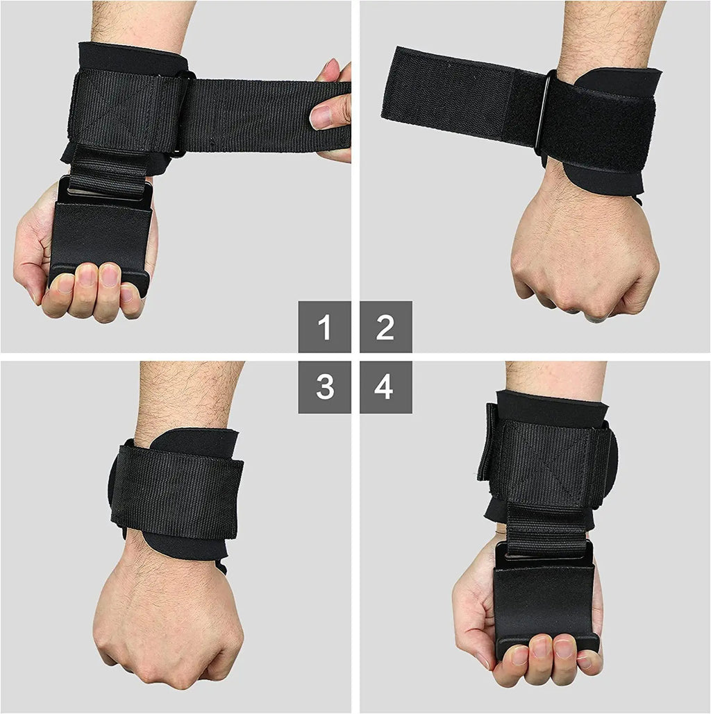 Weight Lifting Hooks with Wrist Straps – Heavy-Duty Gym Grip Support