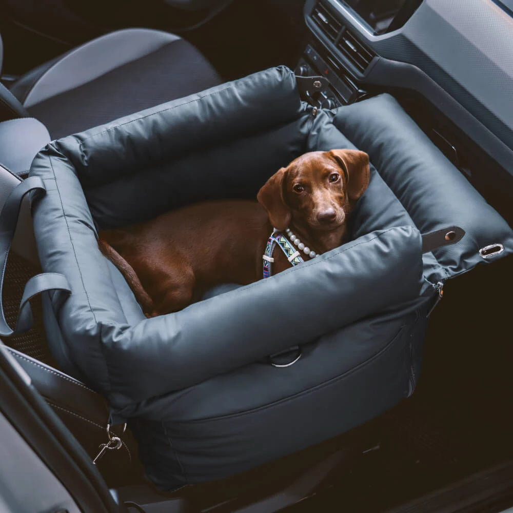 Dog Car Seat Bed with Safety Buckle – Waterproof, Anti-Slip | Converts to Pet Bed | Small & Medium Dogs