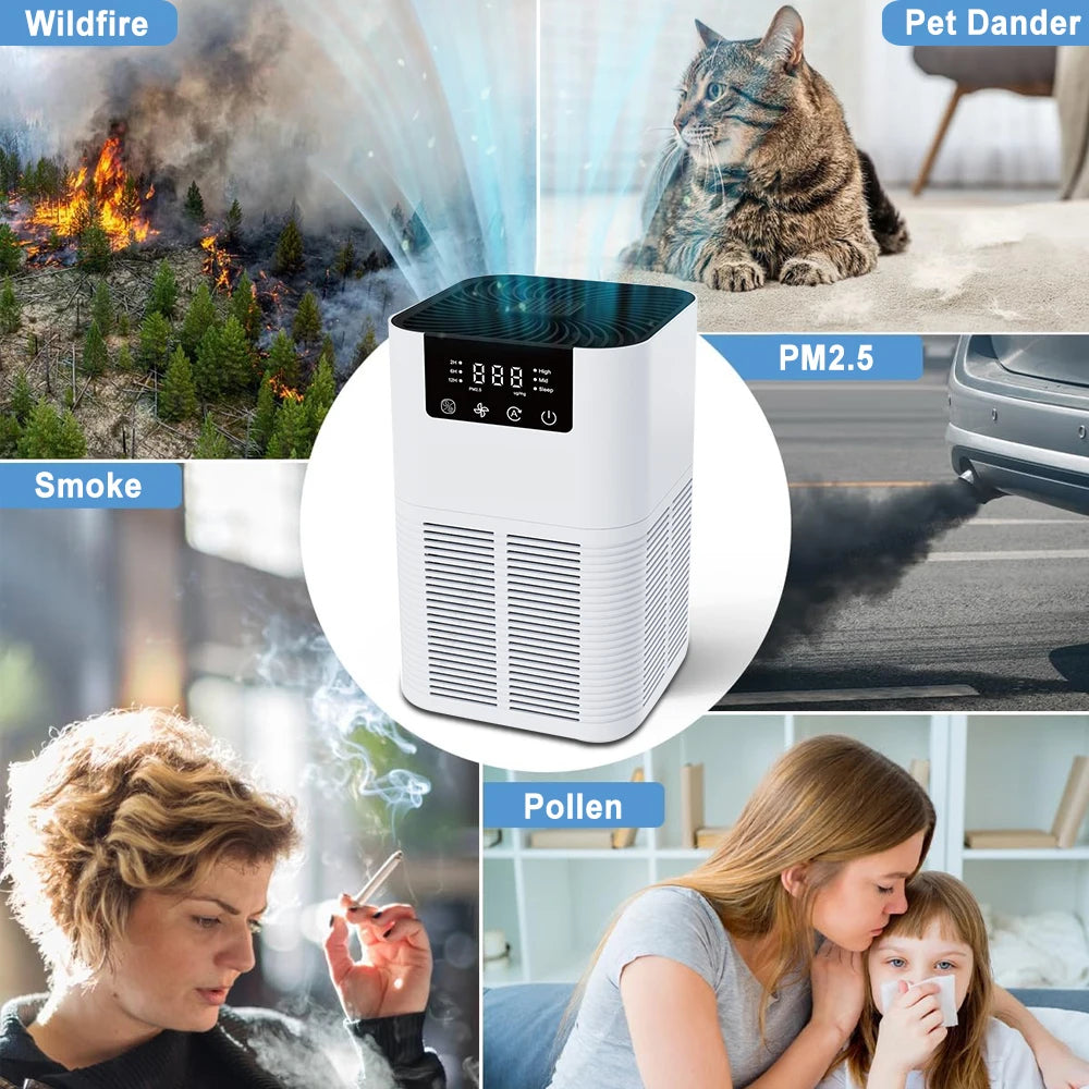 HEPA Air Purifier with Ionizer & Aromatherapy – Quiet Home Air Cleaner for Bedroom, Office & Nursery
