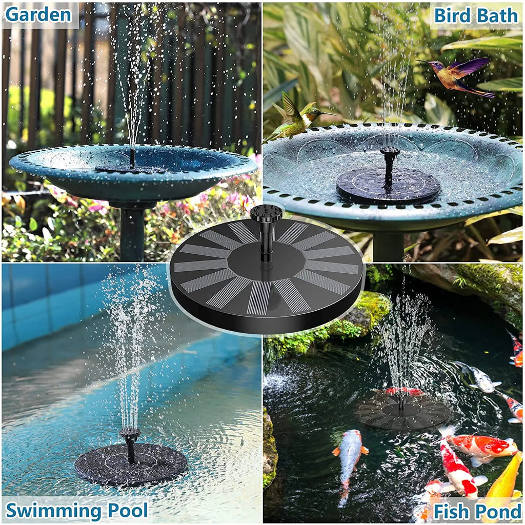Solar Powered Water Fountain Pump – 6 Nozzles, No Batteries, 50-70cm Spray