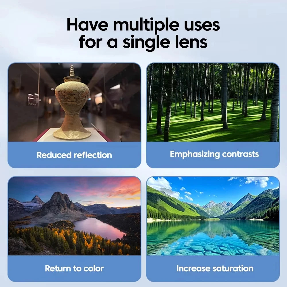 52mm Clip-On CPL Phone Camera Lens Filter – Anti-Glare Polarizing Lens for Smartphones