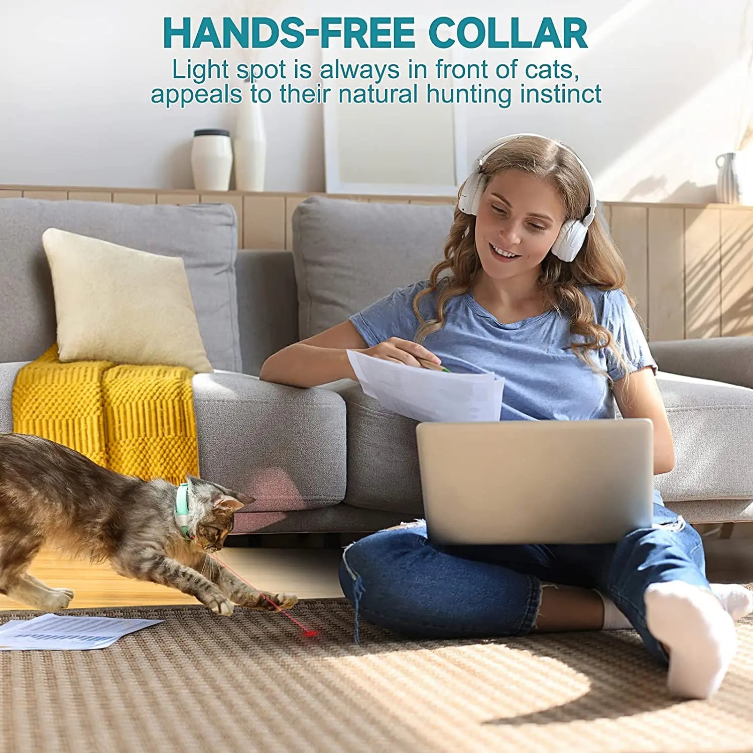 Automatic Laser Cat Collar Toy | Hands-Free LED Interactive Toy