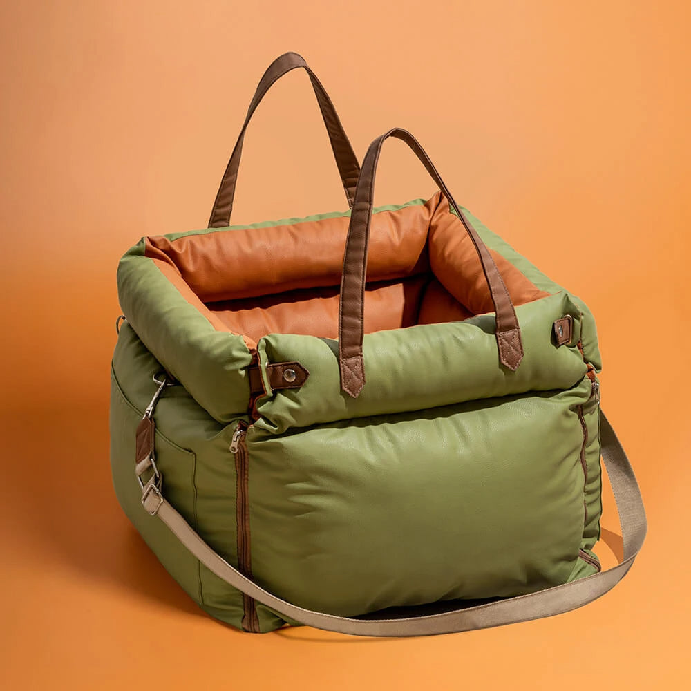 Dog Car Seat Bed with Safety Buckle – Waterproof, Anti-Slip | Converts to Pet Bed | Small & Medium Dogs