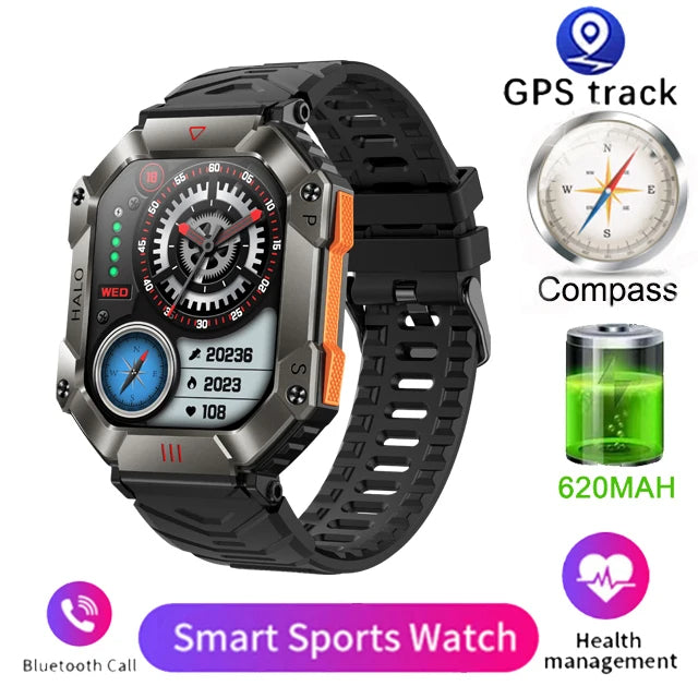 Rugged Military Smartwatch for Men – IP67 Waterproof | Fitness Tracker | Bluetooth Calls | AI Voice | 6 Styles