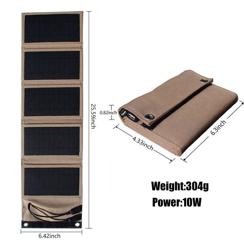 Foldable Portable Solar Panel – 10W, Dual USB | Waterproof | For Phones & Power Banks | Camping & Travel