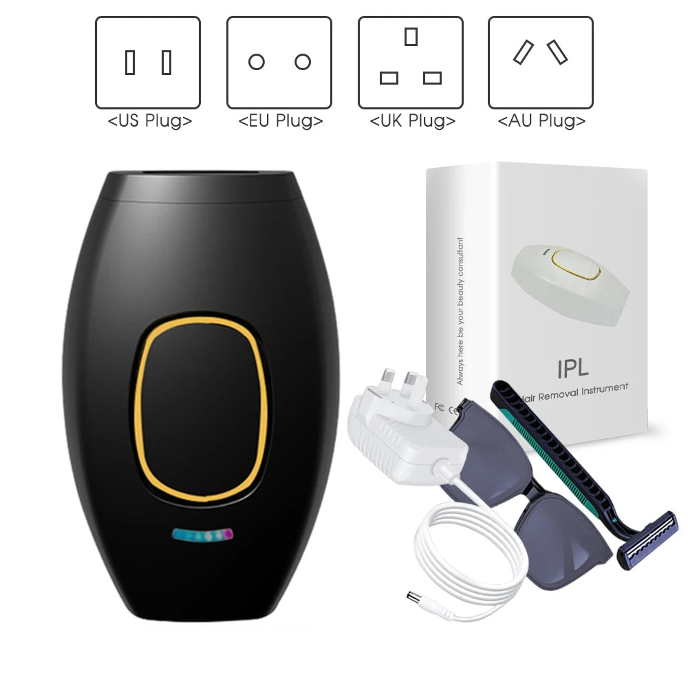 IPL Hair Removal Device – 500,000 Flashes | 5 Energy Levels | Painless Laser Epilator | Face & Body | Gift Box