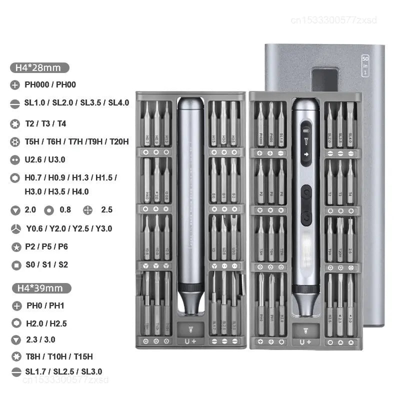 Electric Precision Screwdriver Set – 48 S2 Bits | 170 RPM | LED Light | For Phone, Laptop & Console Repair