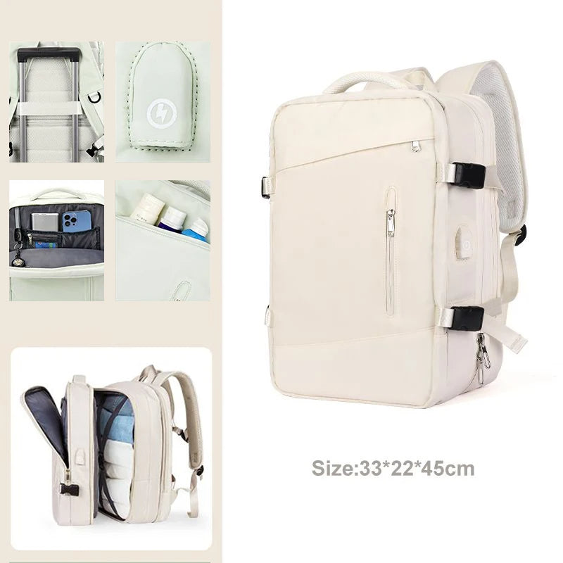 Expandable Travel Backpack – USB Charging Port | Laptop Compartment | Unisex | 8 Colors | Carry-On Friendly
