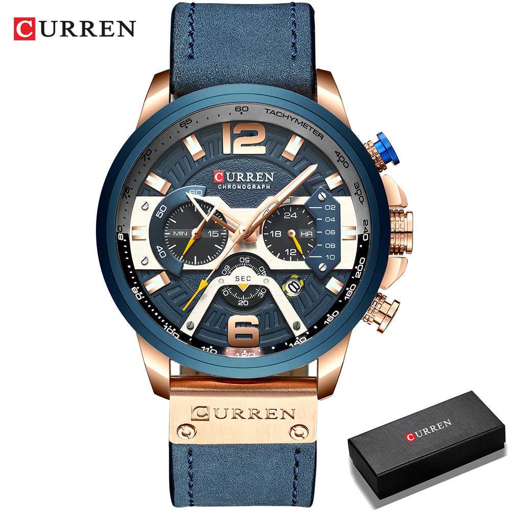 CURREN Men's Chronograph Watch – Luxury Style | Stainless Steel | Gift Box Included | 5 Color Options
