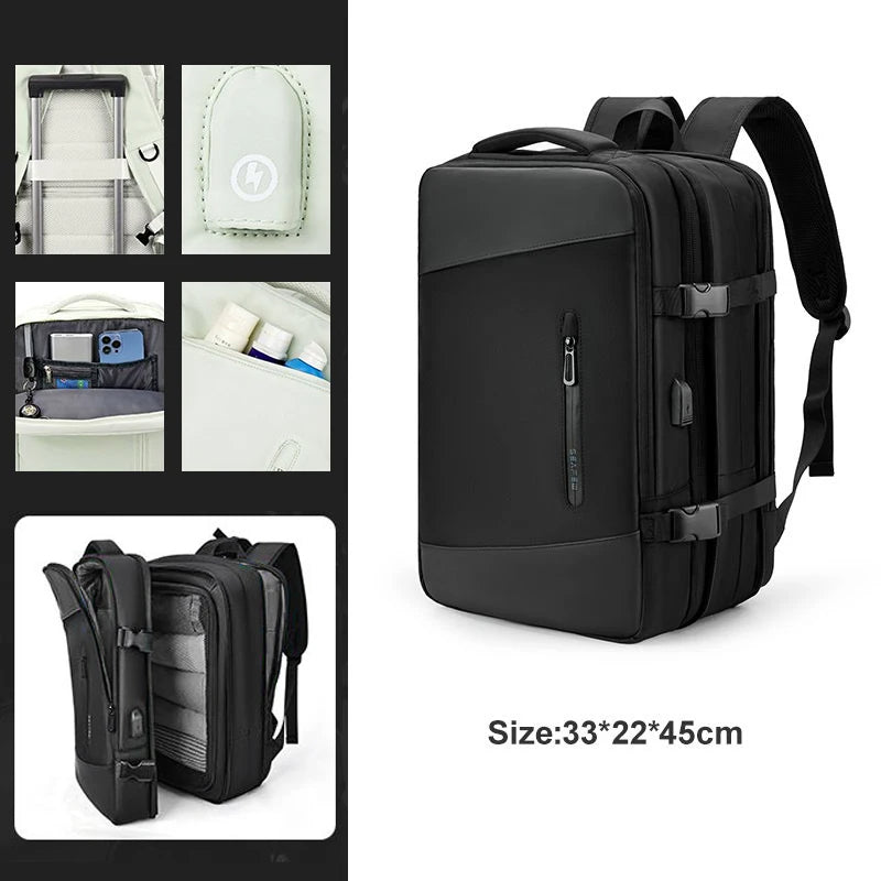 Expandable Travel Backpack – USB Charging Port | Laptop Compartment | Unisex | 8 Colors | Carry-On Friendly
