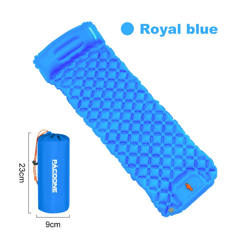 Camping Inflatable Mattress | Self-Inflating Sleeping Pad with Built-In Pillow