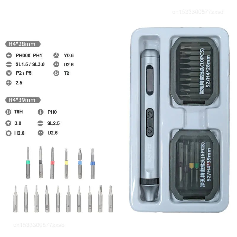 Electric Precision Screwdriver Set – 48 S2 Bits | 170 RPM | LED Light | For Phone, Laptop & Console Repair