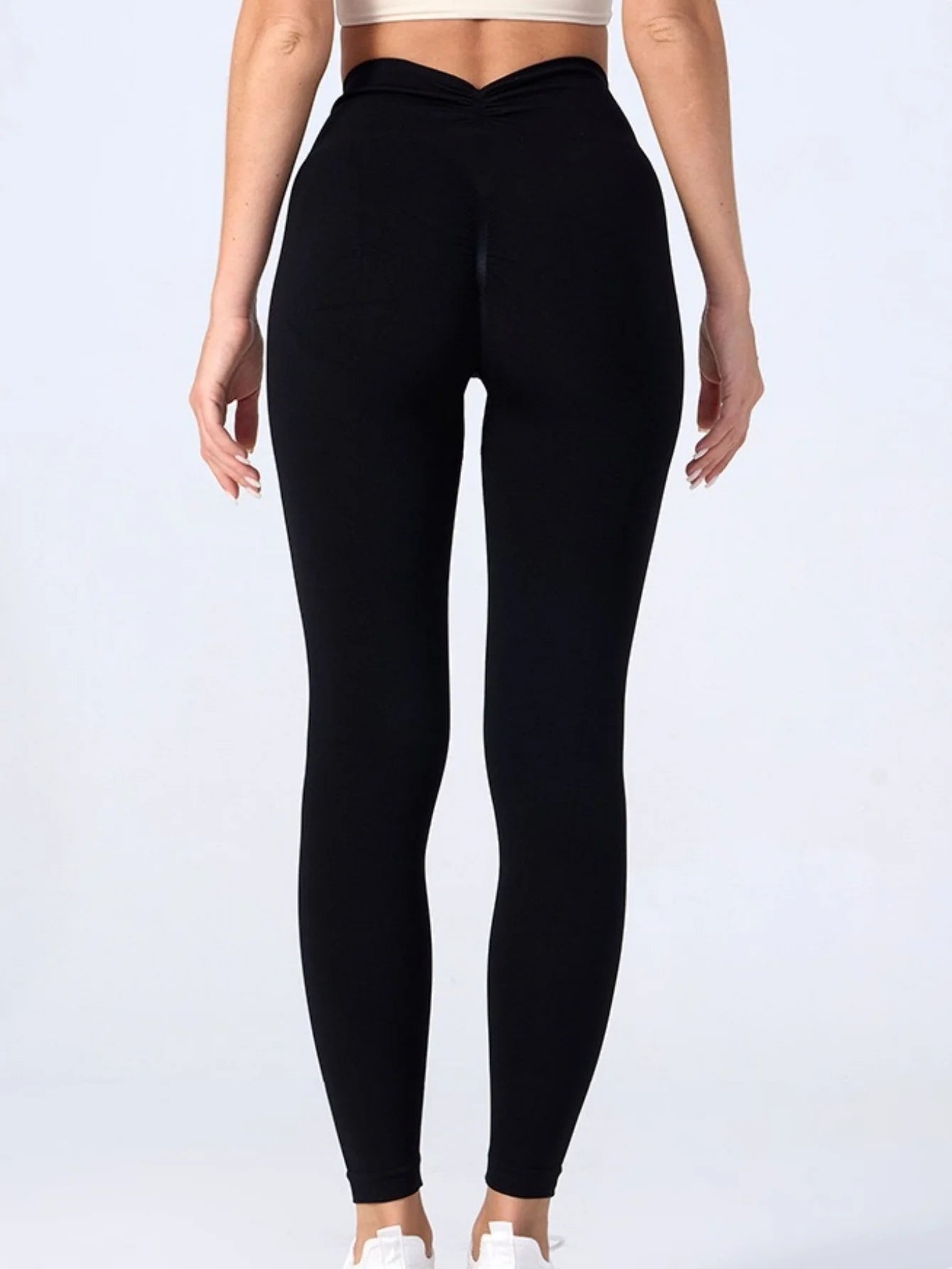 Women's High Waist Seamless Leggings – Butt Lifting Yoga Pants with V-Fold Back | S-L