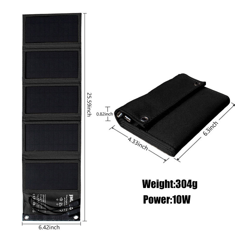 Foldable Portable Solar Panel – 10W, Dual USB | Waterproof | For Phones & Power Banks | Camping & Travel